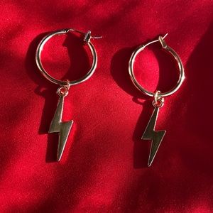 Lightning Bolt Drop Huggie Earrings